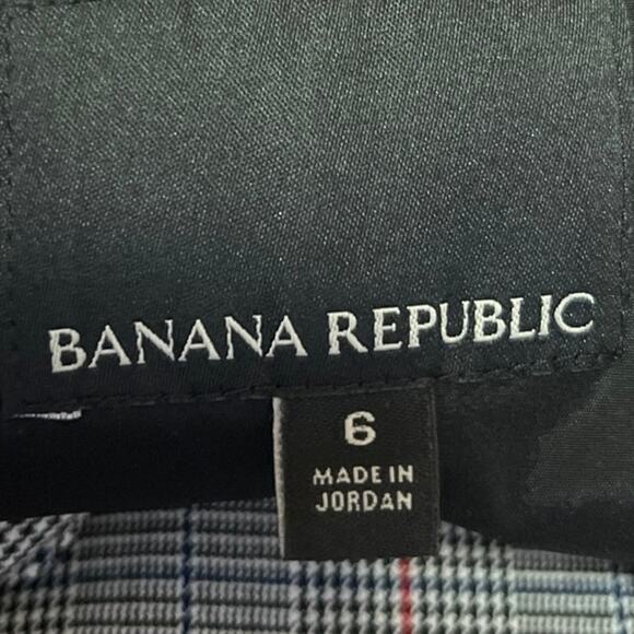 Banana Republic Gray Double Breasted Check Plaid Notch Collar Blazer Jacket Sz 6 - Picture 4 of 5